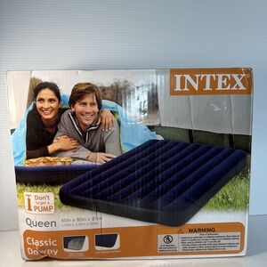Intex Classic Downy Inflatable Airbed Mattress, Queen (60"x80"x8.75") -New